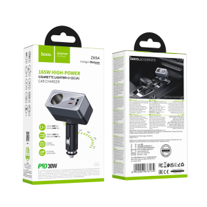 Hoco 165W High Power Cigarette Lighter Car Charger Z65A - Black